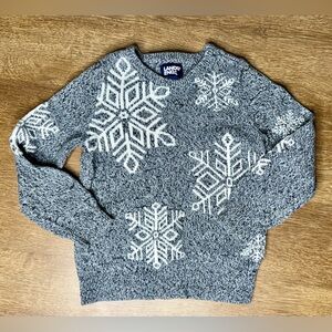 Lands’ End Snowflake Crew Neck Warm Winter Sweater 100% Cotton Kids Youth Small